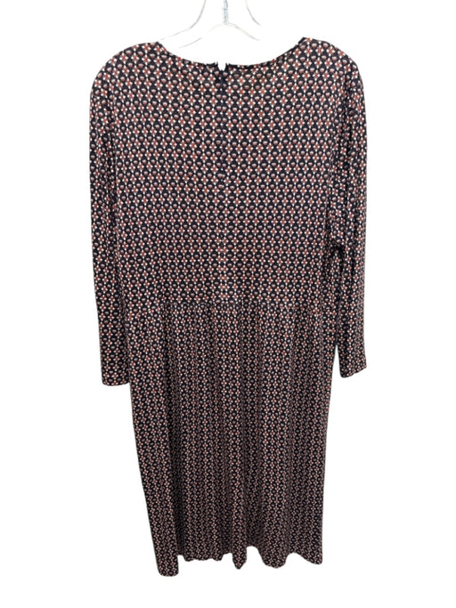 Tory Burch Size XL Navy Blue & Orange Silk Geometric Floral Print Keyhole Dress Navy Blue & Orange / XL