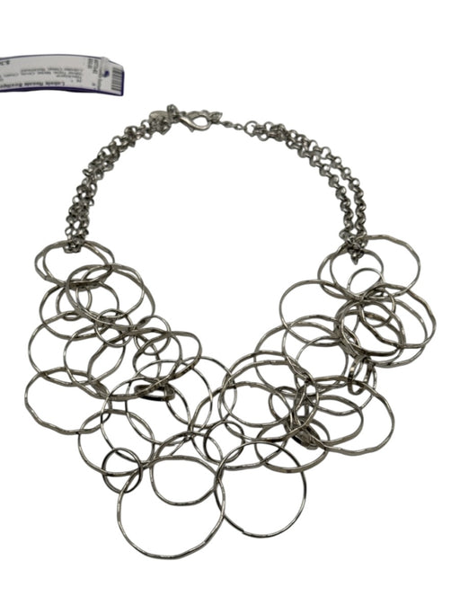 Silver Tone Metal Circle Chain Layered Lobster Clasp Necklace Silver Tone