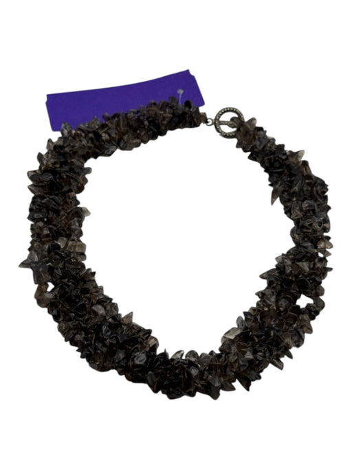 Dark Brown & Gray Tumbled Stones smoky quartz Layered Toggle Clasp Necklace Dark Brown & Gray