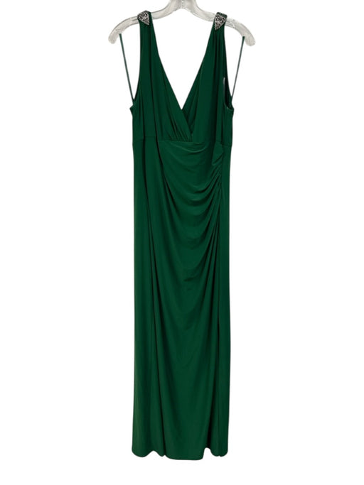 Lauren Ralph Lauren Size 16 Green Polyester Blend Sleeveless Stretch Ruched Gown Green / 16