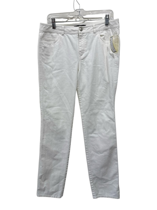 Lafayette 148 Size M White Cotton Blend Denim Mid Rise Slim Leg Pants White / M