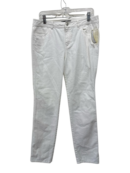 Lafayette 148 Size M White Cotton Blend Denim Mid Rise Slim Leg Pants White / M