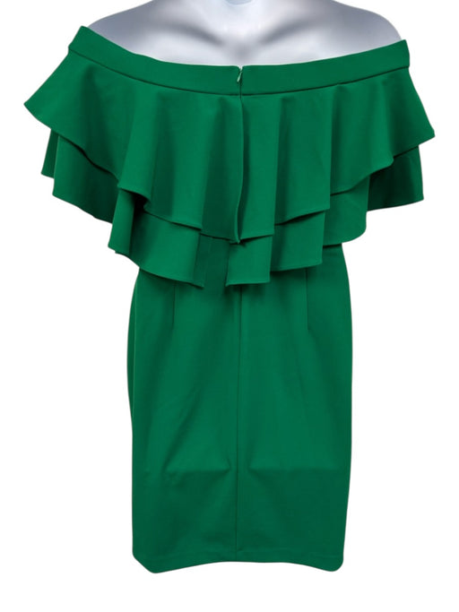 Lauren Ralph Lauren Size 14 Green Polyester Blend Off Shoulder Knee Length Dress Green / 14