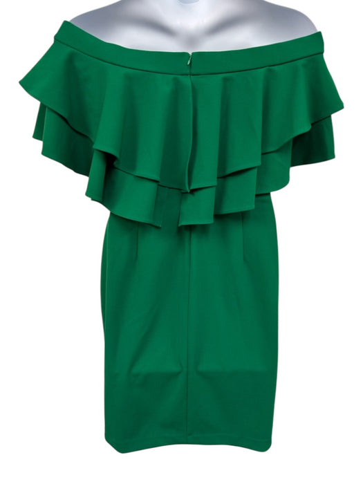 Lauren Ralph Lauren Size 14 Green Polyester Blend Off Shoulder Knee Length Dress Green / 14