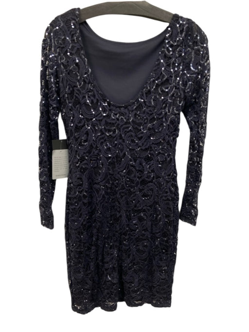 Marina Size XS Navy Blue Nylon Blend Lace Overlay Sequin 3/4 Sleeve Dress Navy Blue / XS