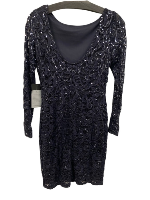 Marina Size XS Navy Blue Nylon Blend Lace Overlay Sequin 3/4 Sleeve Dress Navy Blue / XS