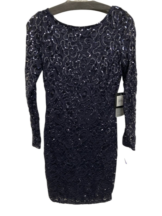 Marina Size XS Navy Blue Nylon Blend Lace Overlay Sequin 3/4 Sleeve Dress Navy Blue / XS