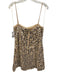 Zara Size M Beige & Silver Polyester Sequin Spaghetti Strap Back Zip Mini Dress Beige & Silver / M