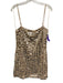 Zara Size M Beige & Silver Polyester Sequin Spaghetti Strap Back Zip Mini Dress Beige & Silver / M