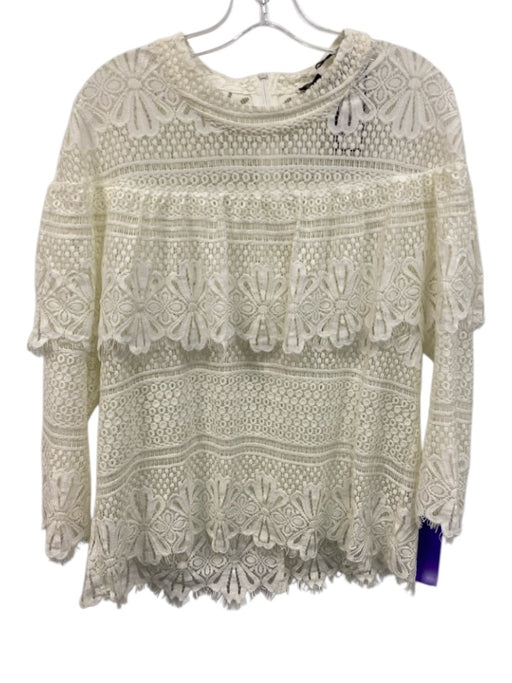 Rebecca Elliot Size M Cream White Cotton & Polyamide Long Sleeve See Through Top Cream White / M