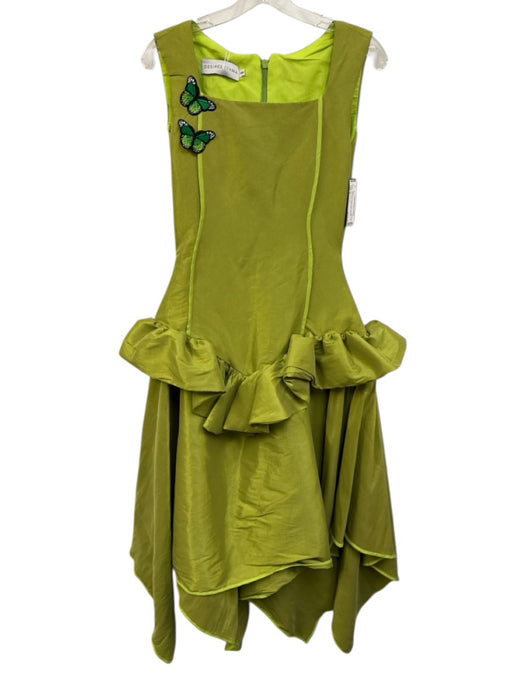Desiree Iyama Size 8 Chartreuse Green No Fabric Tag Sleeveless Square Neck Dress Chartreuse Green / 8