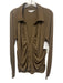 Good American Size 4 Brown Polyester Long Sleeve Collared V Neck Ruched Top Brown / 4