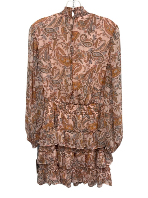 Halogen Size L Pink, Orange & blue Polyester Long Balloon Sleeve Paisley Dress Pink, Orange & blue / L