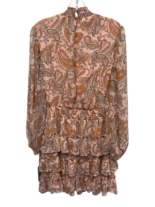Halogen Size L Pink, Orange & blue Polyester Long Balloon Sleeve Paisley Dress Pink, Orange & blue / L