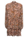 Halogen Size L Pink, Orange & blue Polyester Long Balloon Sleeve Paisley Dress Pink, Orange & blue / L