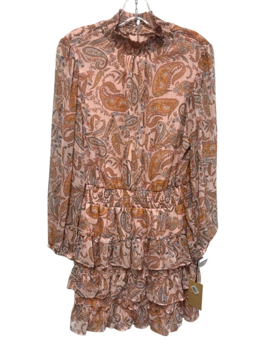 Halogen Size L Pink, Orange & blue Polyester Long Balloon Sleeve Paisley Dress Pink, Orange & blue / L