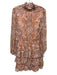 Halogen Size L Pink, Orange & blue Polyester Long Balloon Sleeve Paisley Dress Pink, Orange & blue / L