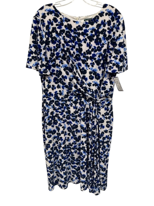 Lauren Ralph Lauren Size 16 White, Blue & navy Polyester Blend Floral Dress White, Blue & navy / 16