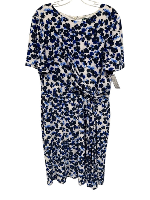 Lauren Ralph Lauren Size 16 White, Blue & navy Polyester Blend Floral Dress White, Blue & navy / 16