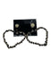 Black & White Metal Beaded Heart Shape Dangle Post Back Earrings Black & White