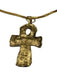 Plural Gold Tone Metal Chain Cross Pendant Hammered Lobster Clasp Necklace Gold Tone