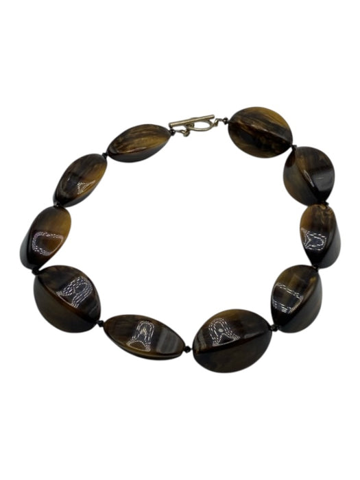 Brown Shimmer Marbled Bead Toggle Clasp Necklace Brown