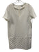 1. State Size L White Polyester Circle Textured Short Sleeve V Neck Dress White / L
