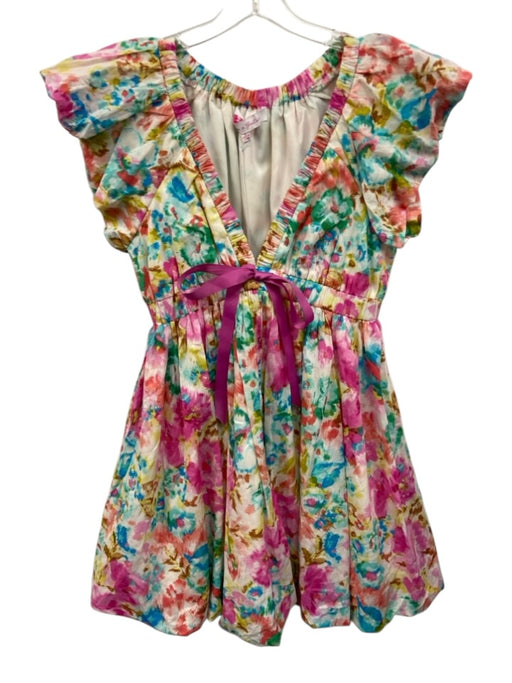 Meet me in Santorini Size S White & Multi Rayon Abstract Floral V Neck Dress White & Multi / S