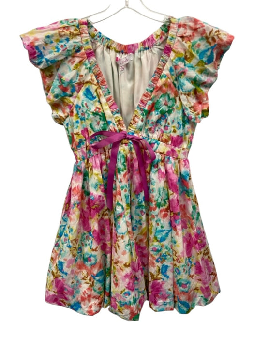 Meet me in Santorini Size S White & Multi Rayon Abstract Floral V Neck Dress White & Multi / S