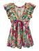 Meet me in Santorini Size S White & Multi Rayon Abstract Floral V Neck Dress White & Multi / S