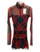 Amanda Uprichard Size XS Black & Red Polyester Blend Mesh Abstract Stripe Dress Black & Red / XS