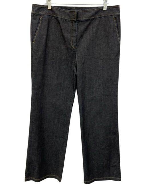 Lafayette 148 Size 12 Dark Wash Cotton Blend Denim Contrast Stitch Jeans Dark Wash / 12
