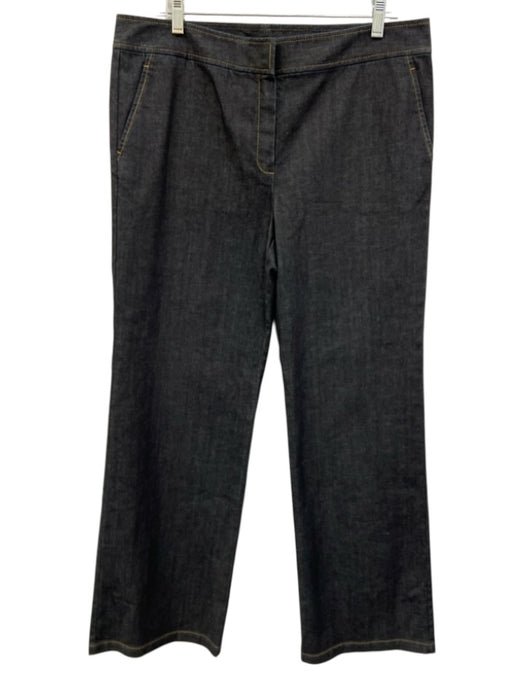 Lafayette 148 Size 12 Dark Wash Cotton Blend Denim Contrast Stitch Jeans Dark Wash / 12