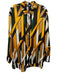 Karl Lagerfeld Size L Black, Yellow & Multi Polyester Geometric Stripe Shirt Top Black, Yellow & Multi / L