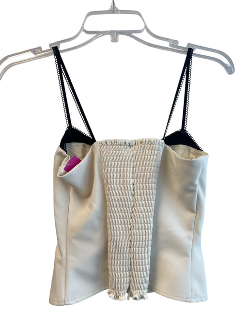Reformation Size 4 Cream & Black Polyester Blend Sleeveless Boning Cropped Top Cream & Black / 4