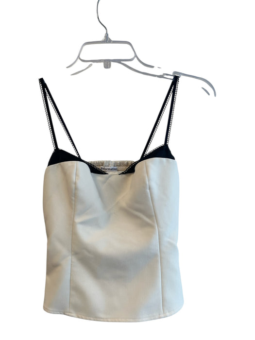 Reformation Size 4 Cream & Black Polyester Blend Sleeveless Boning Cropped Top Cream & Black / 4