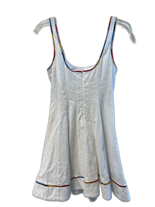 Staud Size 6 White & Multi Cotton Sleeveless Rainbow Detail Flare Dress White & Multi / 6