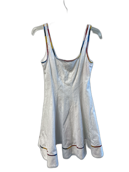 Staud Size 6 White & Multi Cotton Sleeveless Rainbow Detail Flare Dress White & Multi / 6
