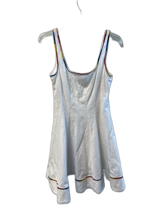 Staud Size 6 White & Multi Cotton Sleeveless Rainbow Detail Flare Dress White & Multi / 6