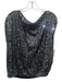 Elan Size M Black & Silver Polyester Sequined Wide Neck Cap Sleeve Top Black & Silver / M