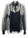 Akris Punto Size 12 Black Viscose Sheer Polka Dot Turtleneck Top Black / 12