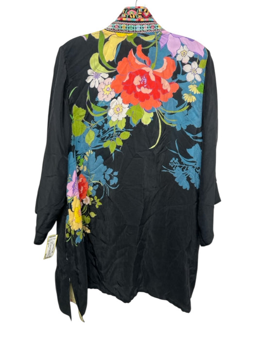 Johnny Was Size M Black, Blue & Multi Cupra Rayon Floral Button Front Jacket Black, Blue & Multi / M