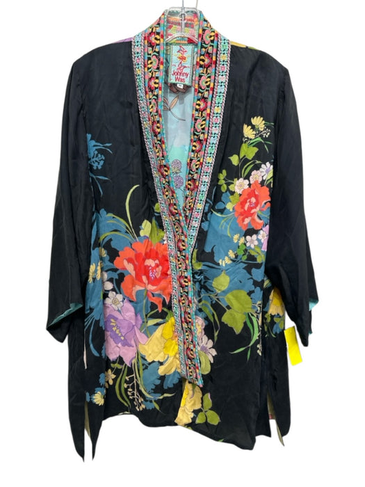 Johnny Was Size M Black, Blue & Multi Cupra Rayon Floral Button Front Jacket Black, Blue & Multi / M
