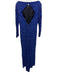 Escada Size 44 Blue Nylon Sheer Overlay Beaded & Sequined Floral Gown Blue / 44