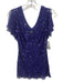 Adrianna Papell Boutique Size L Purple Silk V Neck Beaded & Sequined V Back Top Purple / L