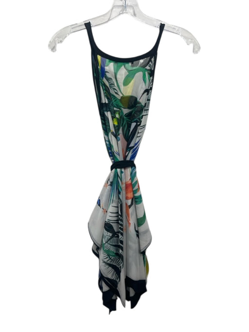 Roberto Cavalli Size 44 White & Multi Silk Tropical Print Cold Shoulder Top White & Multi / 44