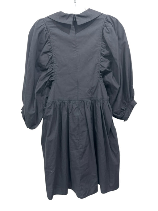 Hunter Bell Size S Black Cotton notched collar Balloon Sleeve Knee length Dress Black / S