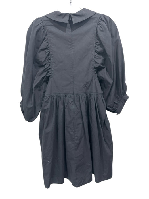 Hunter Bell Size S Black Cotton notched collar Balloon Sleeve Knee length Dress Black / S