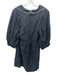 Hunter Bell Size S Black Linen Blend Blanket Stitch Balloon Sleeve Dress Black / S