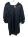 Hunter Bell Size S Black Linen Blend Blanket Stitch Balloon Sleeve Dress Black / S